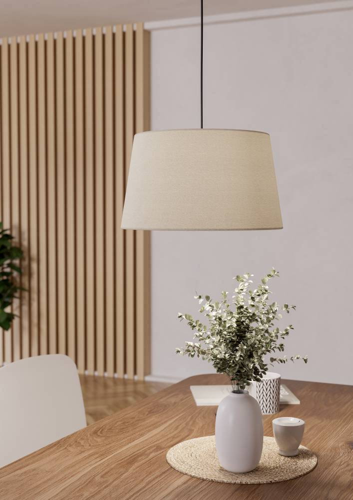 Eglo Febres Hanglamp - Wit/Beige - Textiel en Metaal - E27 - B/D/H: 35 x 35 x 110 cm