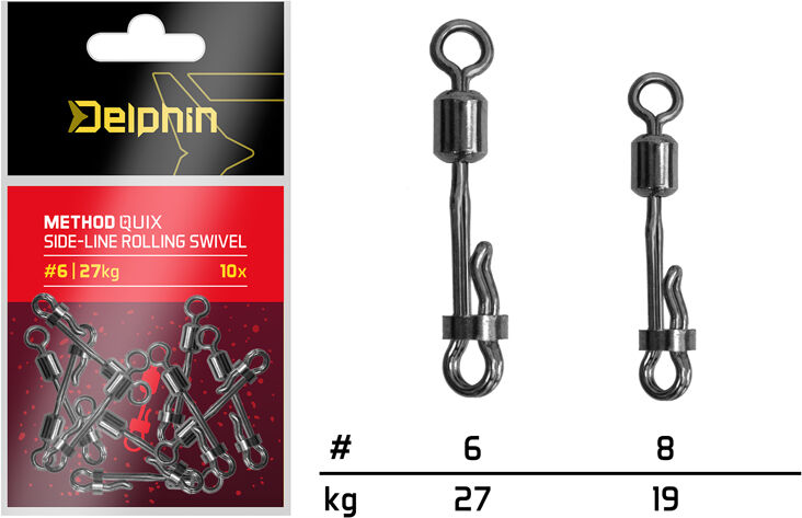 Émerillon changement rapide side line Delphin Method QuiX / par 10 #6/27kg Gray, Gold, Silver #6/27kg