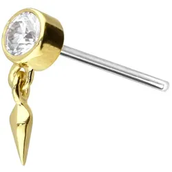 14 Karat Gold Aufsatz mit Titan Push Pin MOISSANIT + SPITZE