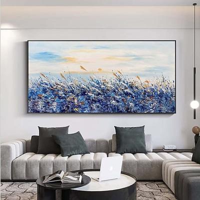 handgemachtes Ölgemälde auf Leinwand, Wandkunst, Dekoration, moderne abstrakte Blumen, Pflanzen, Sonnenaufgang, Landschaft für die Inneneinrichtung, gerolltes, rahmenloses, ungedehntes Gemälde