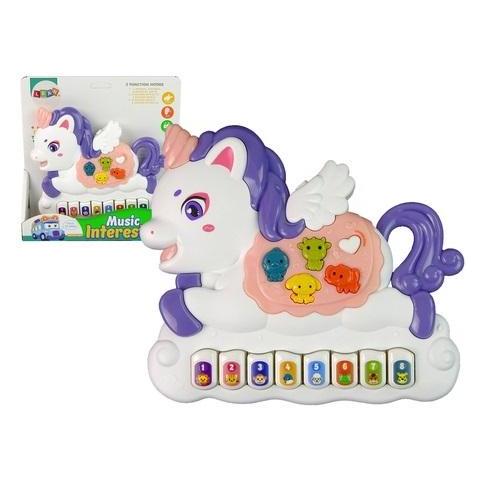 Lean Toys Interaktives Klavier Einhorn Geräusche Tiere Fahrzeuggeräusche Melodien Weiss (33450664)