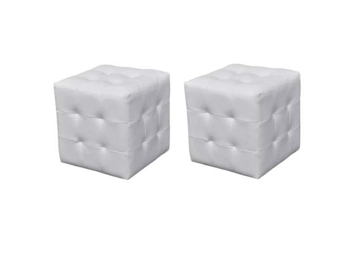 LKJephalotrope Würfelhocker 2er Set Kunstleder Weiß 30x30x30 cm Kompakte Sitzwürfel fürs Wohnzimmer und Schlafzimmer. Ideal als Beistellhocker, Fußablage oder flexible Sitzgelegenheit.