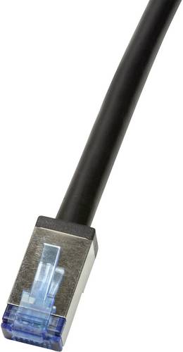 LogiLink CQ7053S RJ45 Patchkabel CAT 6a S/FTP 2.00 m Schwarz Geschirmt, UV-Beständig, Ölbeständig 1 St.