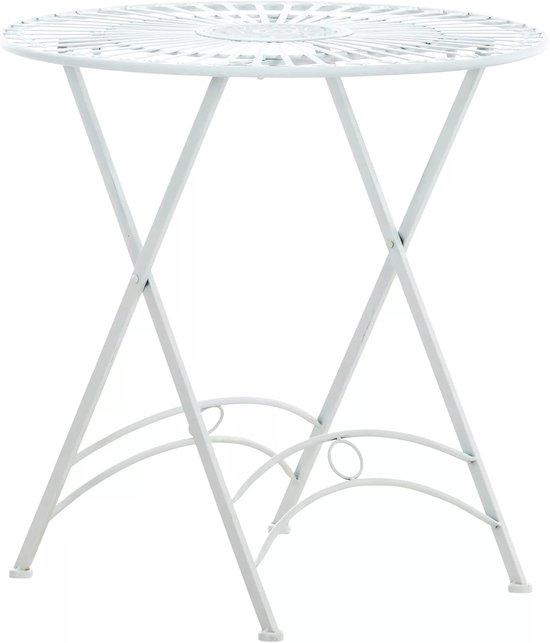 Runder Gartentisch aus Metall wetterfest - Balkon- und Bistro-Tisch - 71x71x71 cm - Weiß