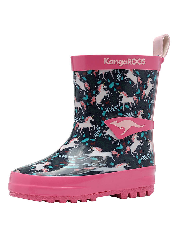 Kangaroos Gummistiefel "K-Rain" in Dunkelblau/ Pink - 24