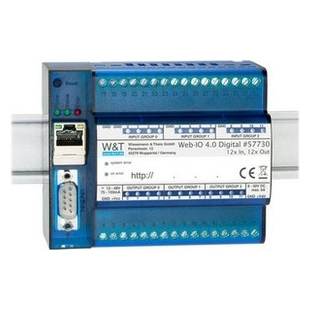 W&T Web-IO 4.0 Digital, 12x Input, 12x Output Schaltsignale über TCP/IP-Ethernet steuern, erfassen und (0.10 m) (57730)