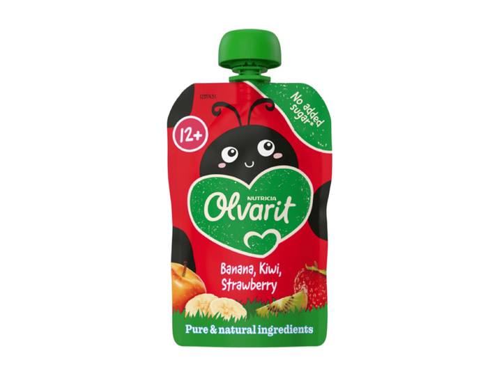 Olvarit Knijpfruit 12+m Aardbei Banaan Kiwi 100 gr