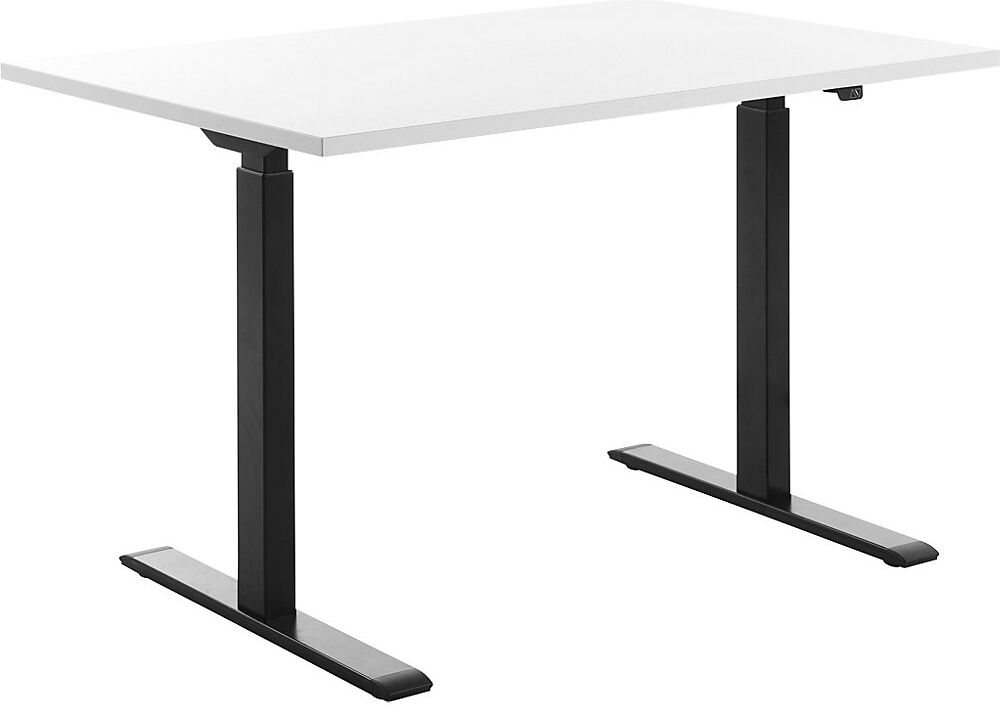Schreibtisch, elektrisch höhenverstellbar, gerade, BxT 1200 x 800 mm, weiß/schwarz Topstar