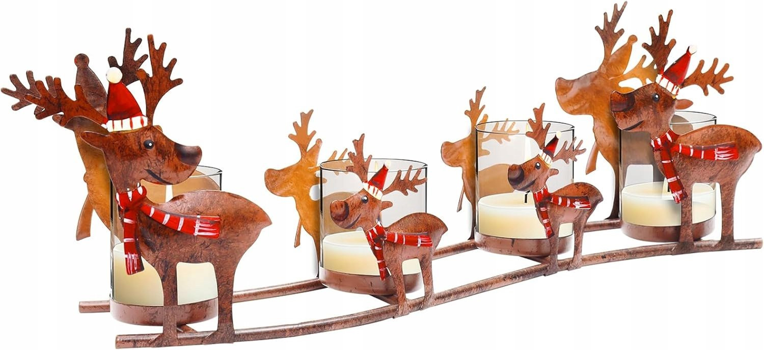 Merkloze Metalen Adventskrans Kandelaar met 4 Glazen Theelichthouders