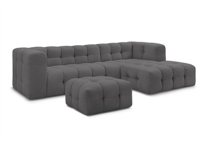 Ecksofa mit Hocker BOBOCHIC CLOUD Stoff dunkelgrau
