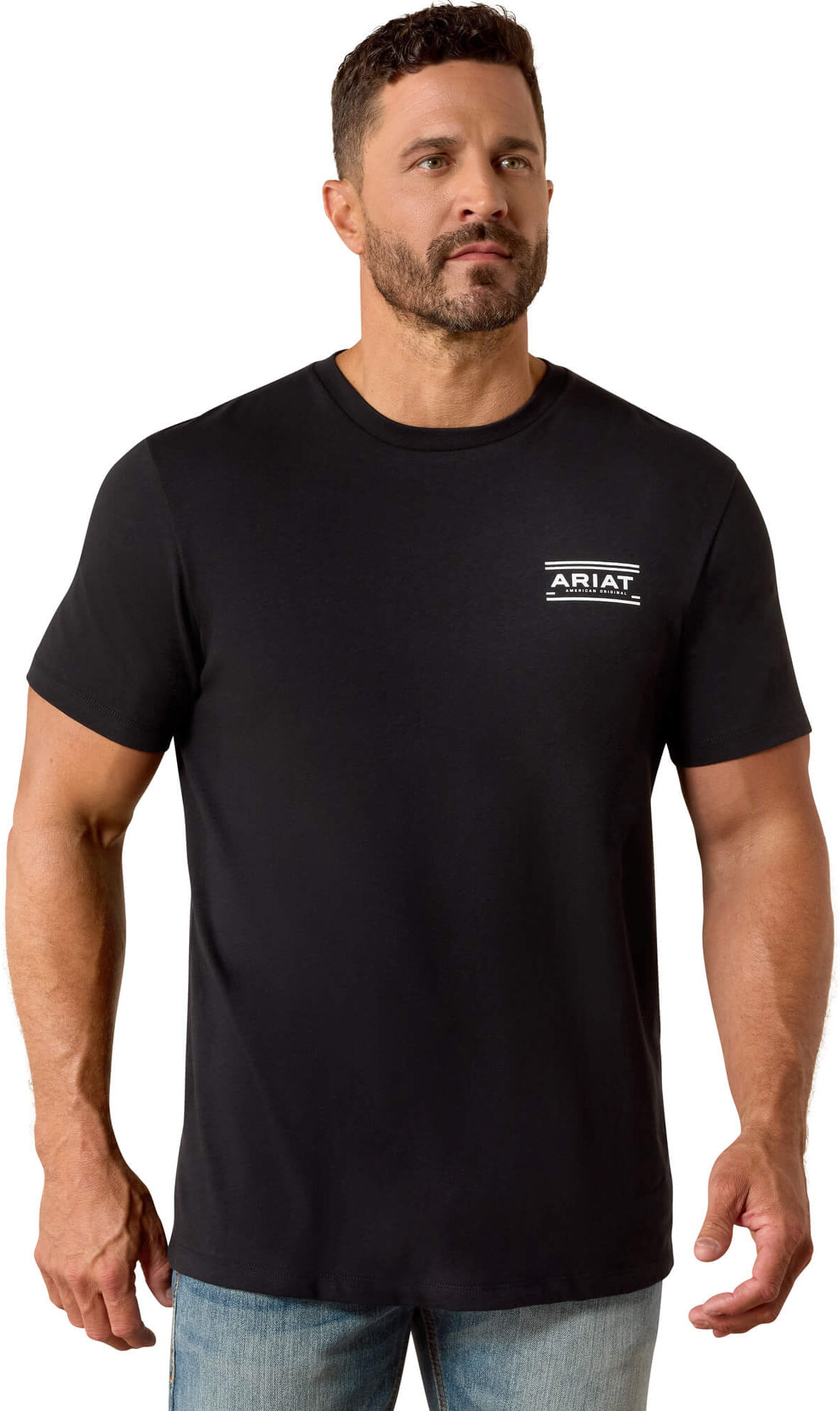 Men's Canyon Aztec Shield Classic Fit T-Shirt in Black Cotton, Size: Small by Ariat