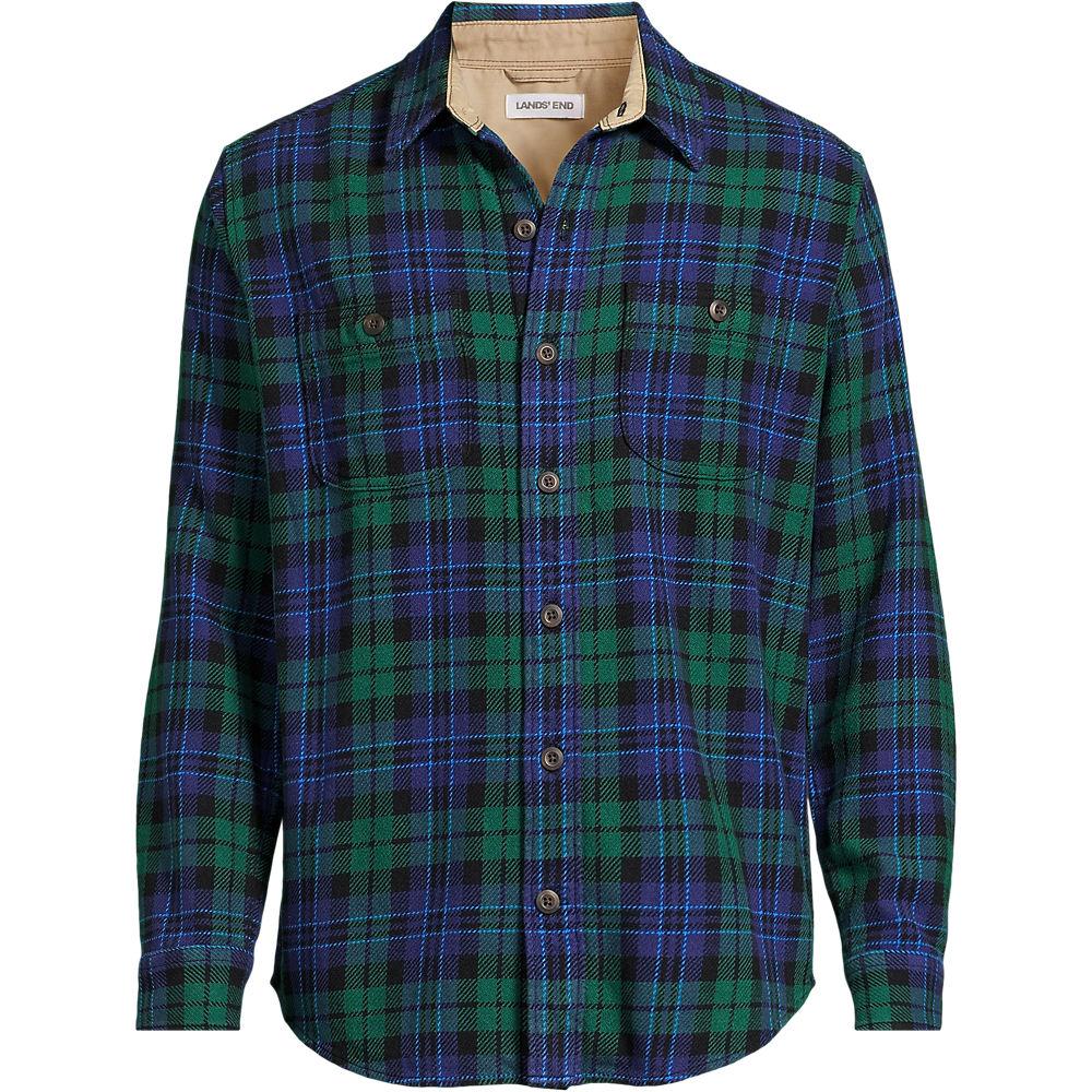 Winter-Flanellhemd, Herren, size: regular, Blau, Baumwolle, by Lands' End