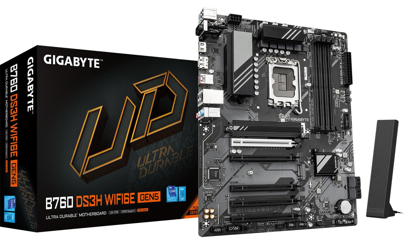Gigabyte B760 DS3H WF6E GEN5 ATX Motherboard met Intel B760 chipset en PCIe 5.0