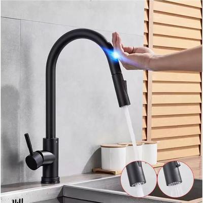 Trendy Discount Goods Smart Touch Kitchen Faucet Pull Out Brushed Nickel Black Sensor Stainless Steel Induction Mixed Tap With Touch Control nickel