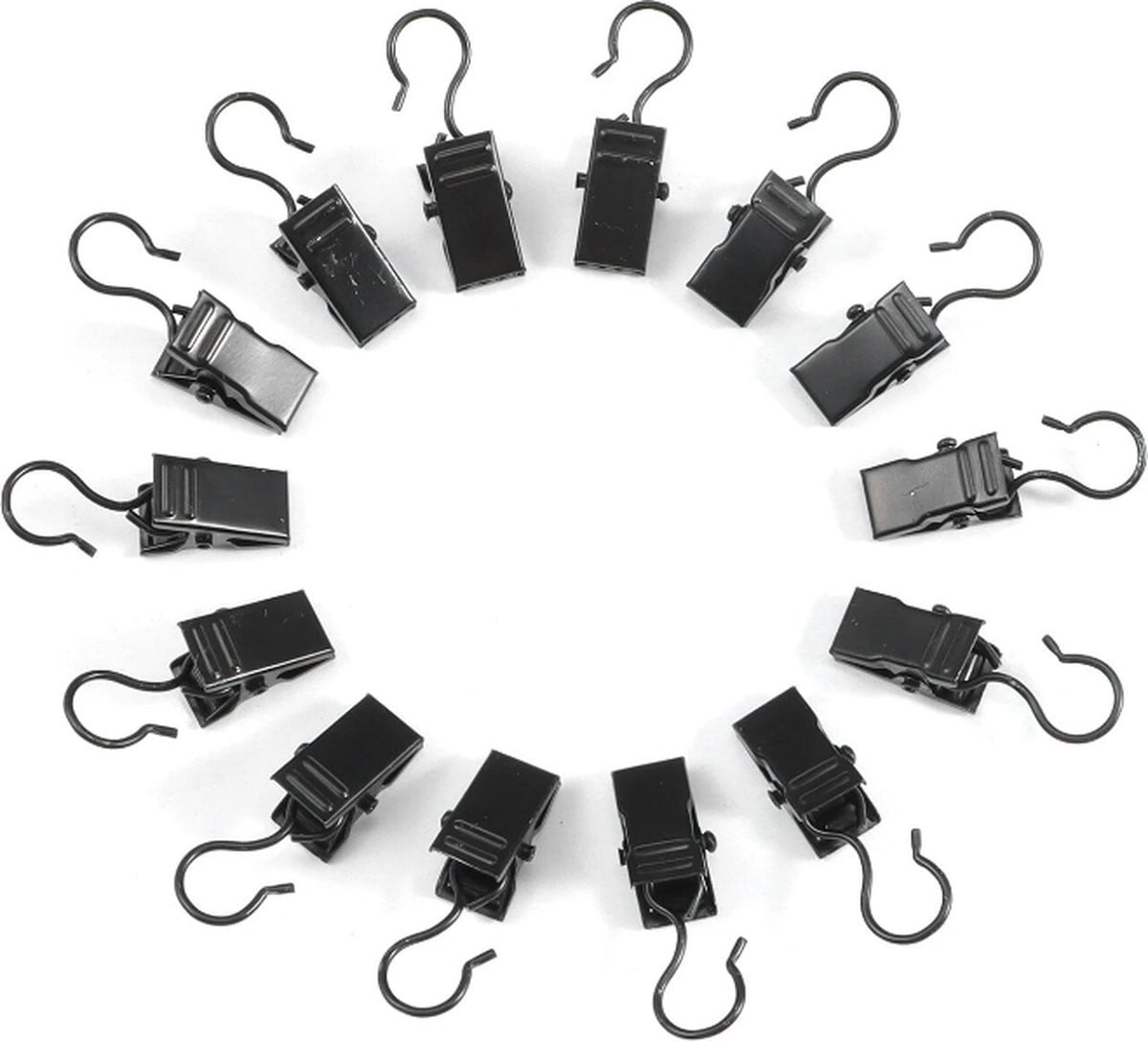 FSW-Products Gordijn Clips - 10 stuks - Zwart - RVS
