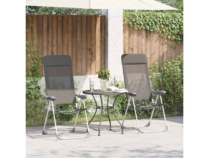 vidaXL Klappbare Campingstühle 2 Stk. Grau Aluminium