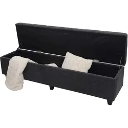 Aufbewahrungs-Truhe Kriens XXL, Sitzbank Bank, Stoff/Textil, 45x180x45cm ~ dunkelgrau