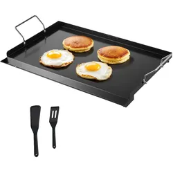 VEVOR Grillplatte Grillpfanne Karbonstahl universelle rechteckige Platte (606 x 360mm) mit flacher Oberseite, Gasgrill-Grillplatte für BBQ-Grill Teppanyaki, tragbares Familienkochgeschirr mit Griff