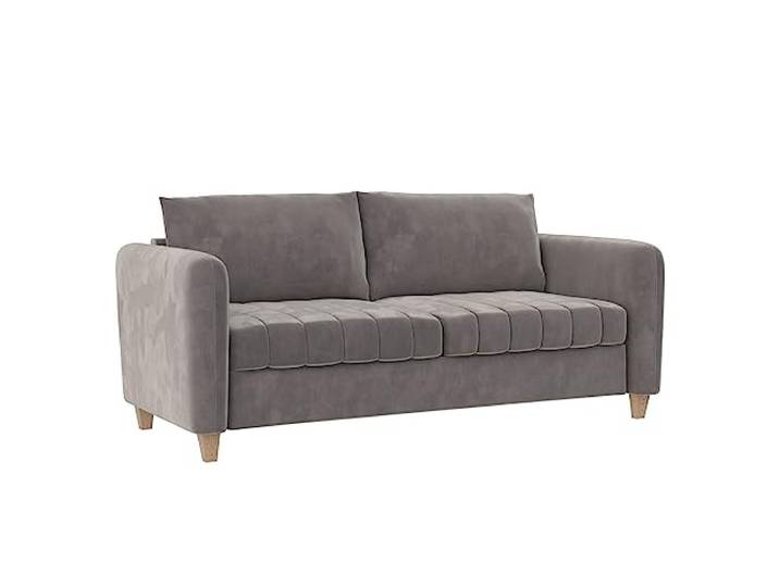 Coco Sofa 3-Sitzer aus Samt, hellgrau