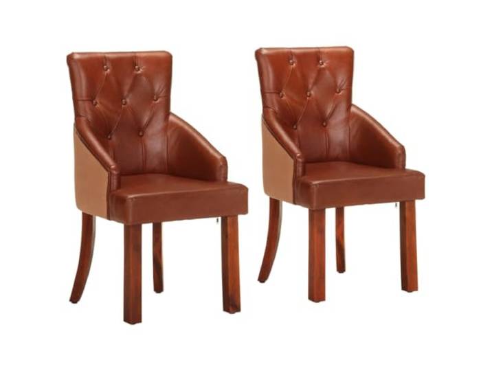 vidaXL 2X Chaises de Salle à Manger Chaises de Cuisine Chaises à Dîner Sièges de Salle à Manger Cuisine Intérieur Marron Cuir de Chèvre Véritable