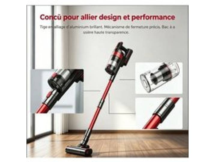 Aspirateur balai sans fil 800W 75Kpa bac 2L autonomie 70min filtration 7 étapes 10 en 1 LED anti-enchevêtrement Aspirateur Balai