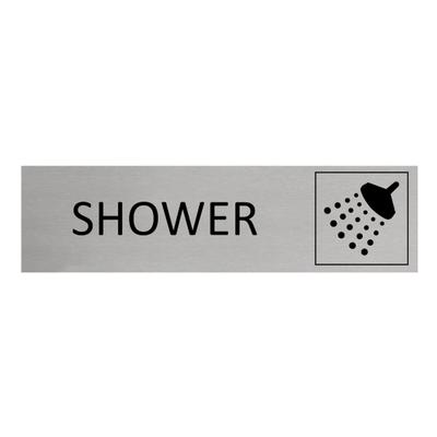 CombiCraft Aluminium Türschild Shower 165x45mm mit 3M-Tape zur Befestigung, einfache Kennzeichnung von Räumen und Bereichen