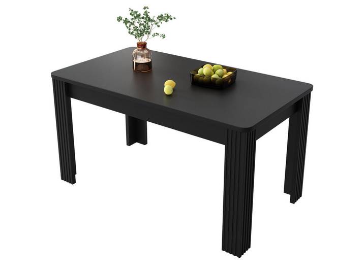 Flora Grace Esstisch in Schwarz mit vier stabilen Beinen aus Spanplatte,116/65/75 cm, 65x75x116 cm, Esszimmer, Esstische