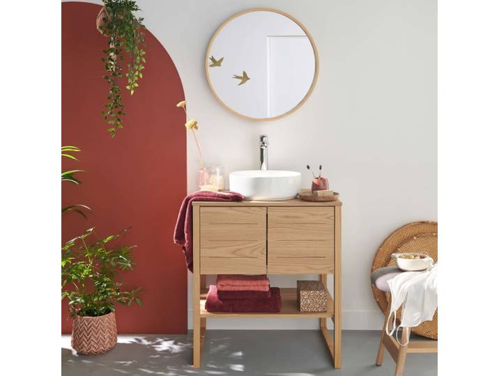 Meuble sous vasque 70cm + vasque blanche +miroir
