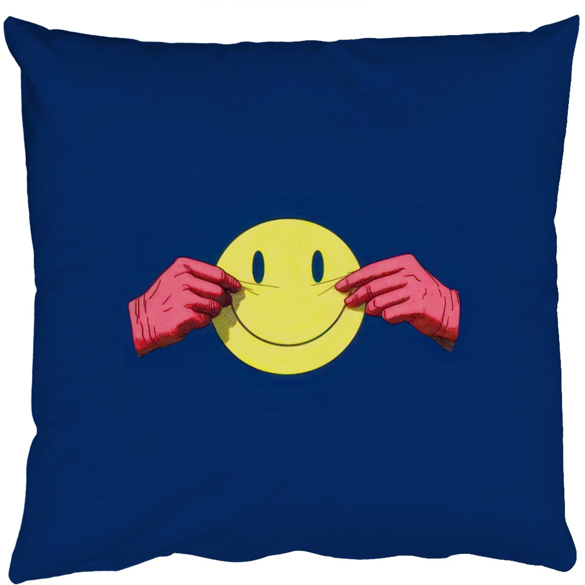 PillowMonkey Sierkussen Smiley Geel Handen Minimalistisch 45 x 45 cm