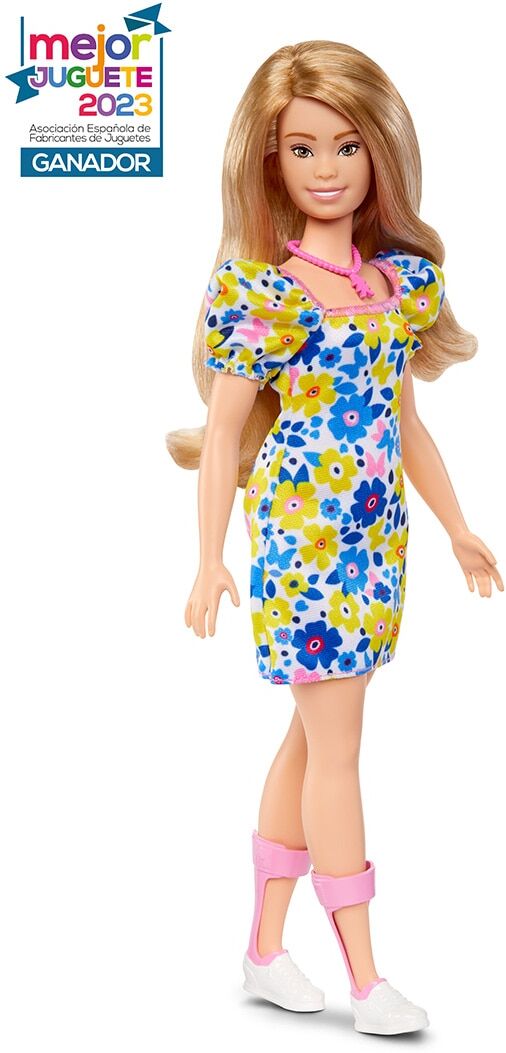 Barbie Muñeca Fashionista Vestido flores Muñeca síndrome de Down.