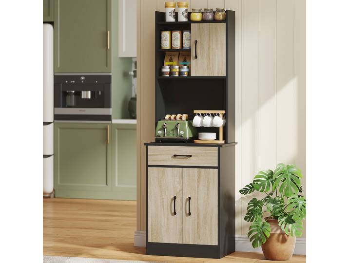 HOMCOM Buffet Haut Cuisine Bois 60x40x180cm avec Tiroir et Étagères