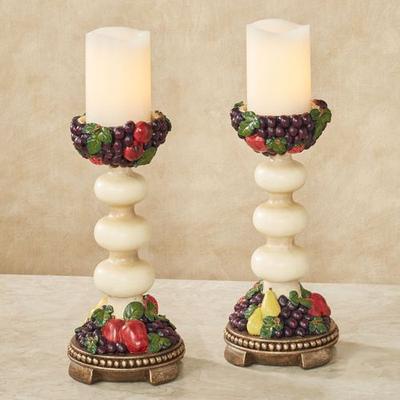 Touch of Class Tuscan Fruit Candleholder Pair Multi Jewel, Pair, Multi Jewel