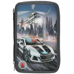 Depesche 13333 Monster Cars 3 Fach Federtasche LED Polizeiauto