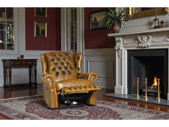 Salottini Chesterfield-Sessel Chesterfield Stunning Recliner Ohrensessel Motor VERKÜRZTE LIEFERZEIT, Vollleder