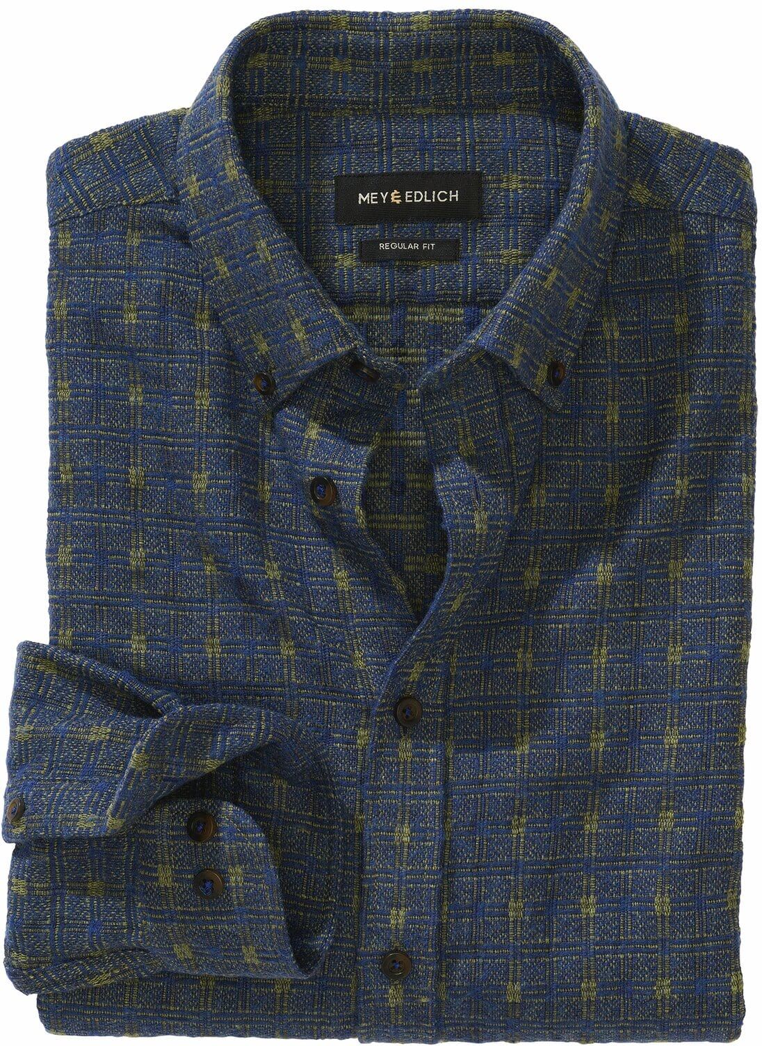 Mey & Edlich Mosaik-Jacquard-Hemd Blau L