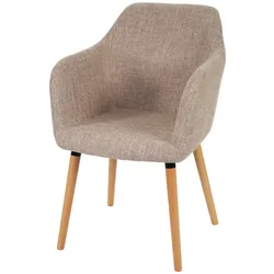 Décoshop26 - Esszimmerstuhl/Küchenstuhl/Schminkstuhl im Retro-Design aus cremefarbenem/grauem Stoff 04_0002365