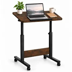 Relaxdays Laptoptisch höhenverstellbar mit Rollen Braun,Schwarz