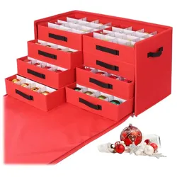 Relaxdays Weihnachtskugel Aufbewahrungsbox Rot,Schwarz