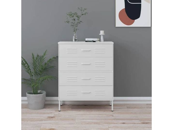 SALE 2026  Armoire de classement Blanc - Commode Blanc 80x35x101 5cm Acier PRO677332280