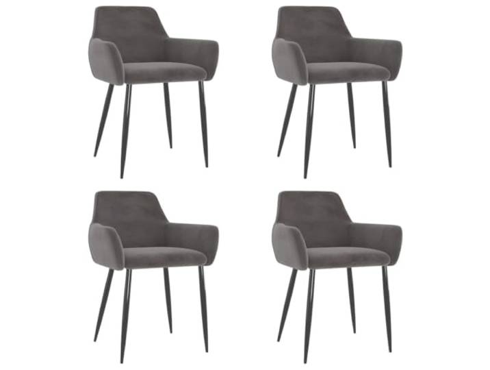 HGPOTUY 4er Set Esszimmerstuhl Dunkelgrau Samt Weicher Samtbezug, Stabile Metallbeine, Komfortable Rückenlehne, Modernes Design für Küche und Esszimmer