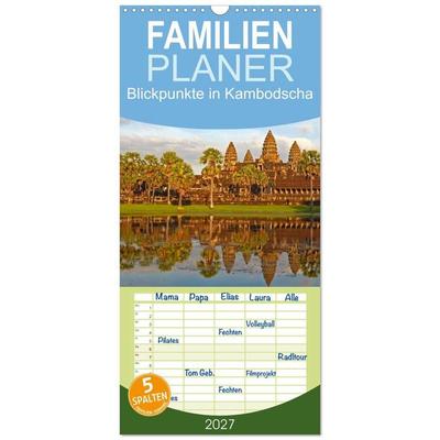 Familienplaner 2027 - Blickpunkte in Kambodscha mit 5 Spalten (Wandkalender, 21 x 45 cm) CALVENDO