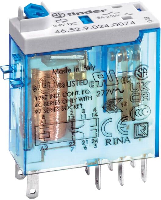 Finder Mini-relai 2W 8A SPST 24VDC 46.52.9.024.0074 (465290240074)