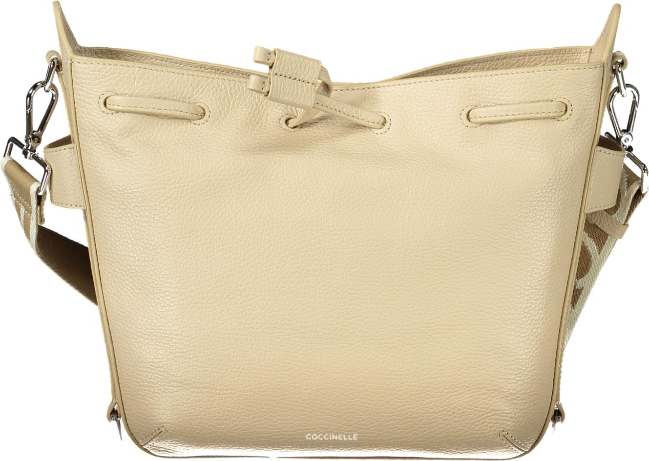 Elegante Damenhandtasche Beige mit Schultergurt und Kontrastdetails