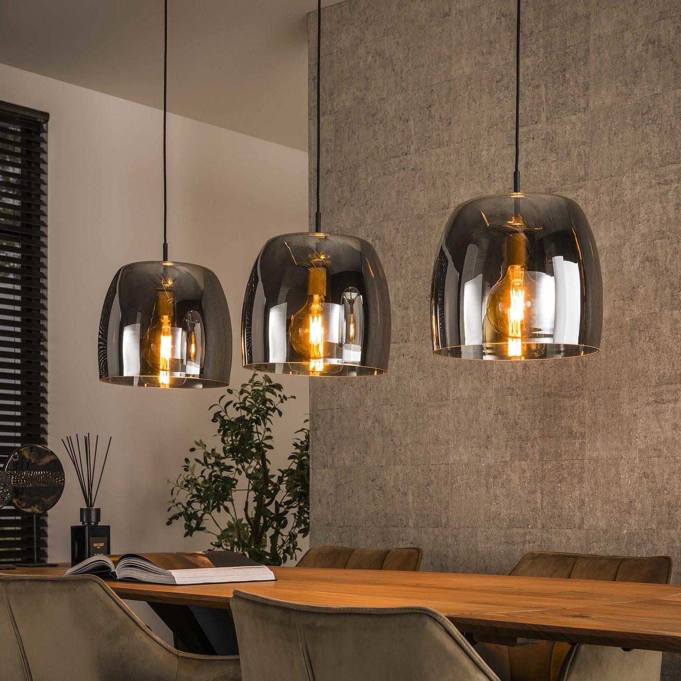 Giga Meubel Hanglamp Drift Glass 3-Lichts Smoke