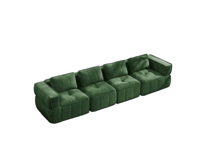 Grand canapé modulaire 4 places en mousse hd 32d, vert