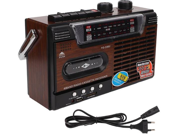 Zunate Retro-Boombox-Kassettenspieler AM/FM/SW1/SW2 Radio