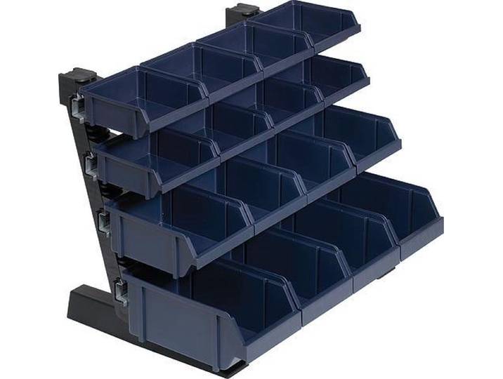 Raaco 136686 - Tafelstandaard - 16 magazijnbakken - Blauw Zwart