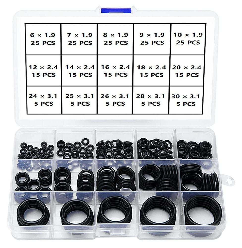 Selius O-ringen Assortiment Kit 225 Stuks 15 Maten Zwart Nitrilrubber