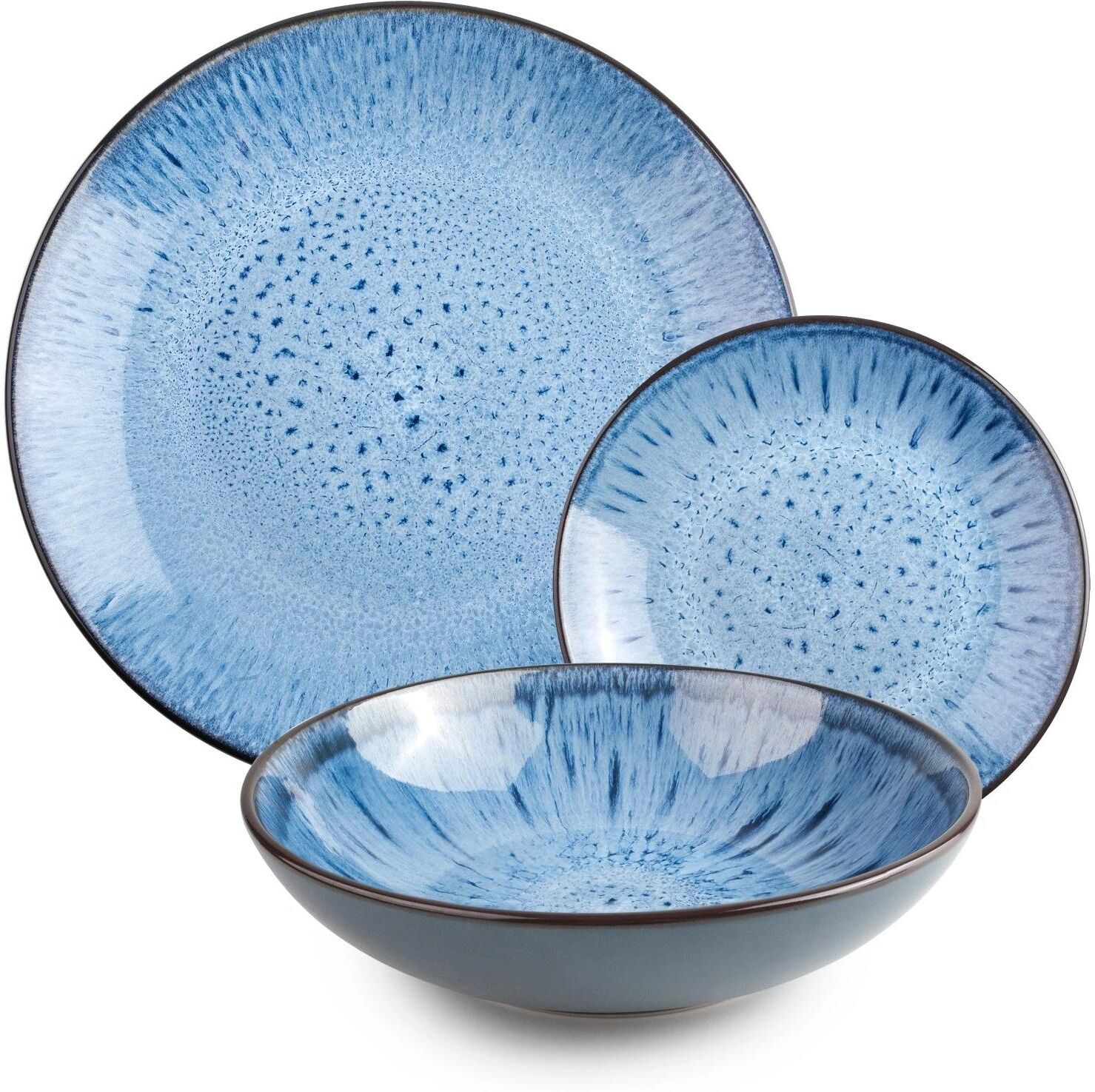 Kombiservice "Ibili Normandia 12 Stück", blau, 12 Stk., Kunststoff, Geschirr-Sets, Kombiservice blau 12 Stk.