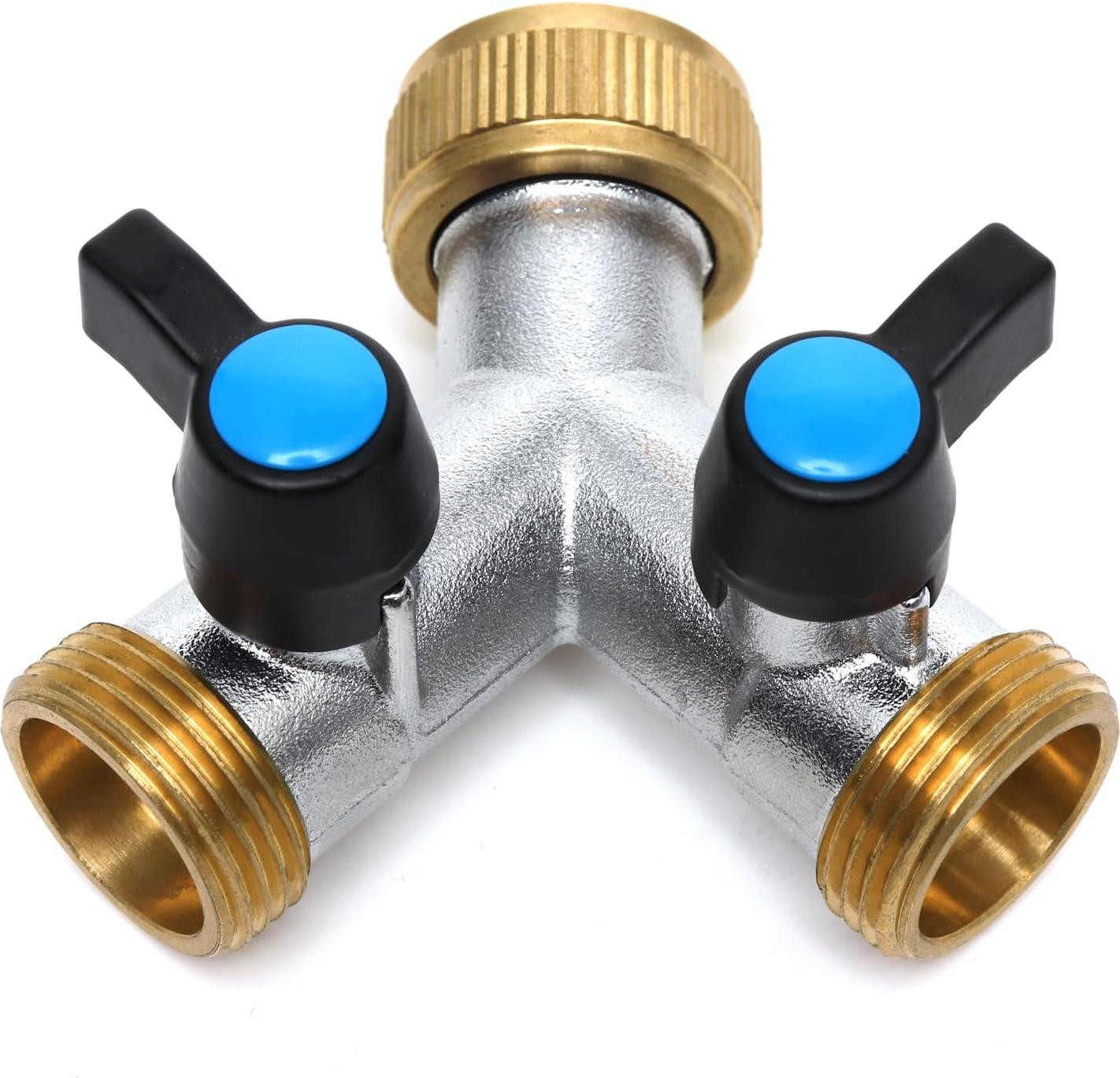 Messing T-stuk van 3/4 inch met afsluitkranen voor wateraansluiting